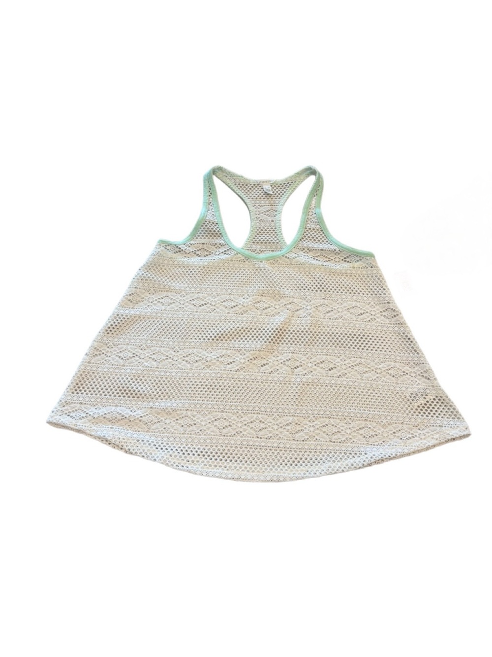Aéropostale Crochet Lace Racerback Tank Top NWT XS Mint Trim Boho Beach - Picture 4 of 9